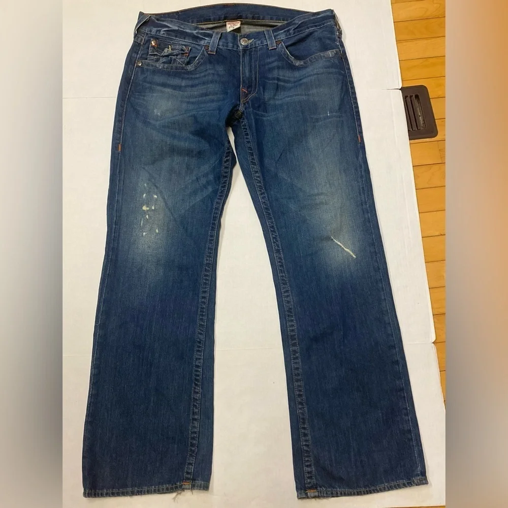 True Religion Dark Blue Relaxed Bootcut Jeans 38x32